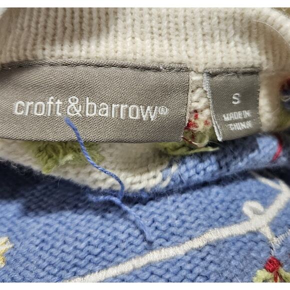 Vintage Ugly Sweater Croft Barrow Size Small 3D Embroidered Beaded Holiday Wool - Picture 3 of 11